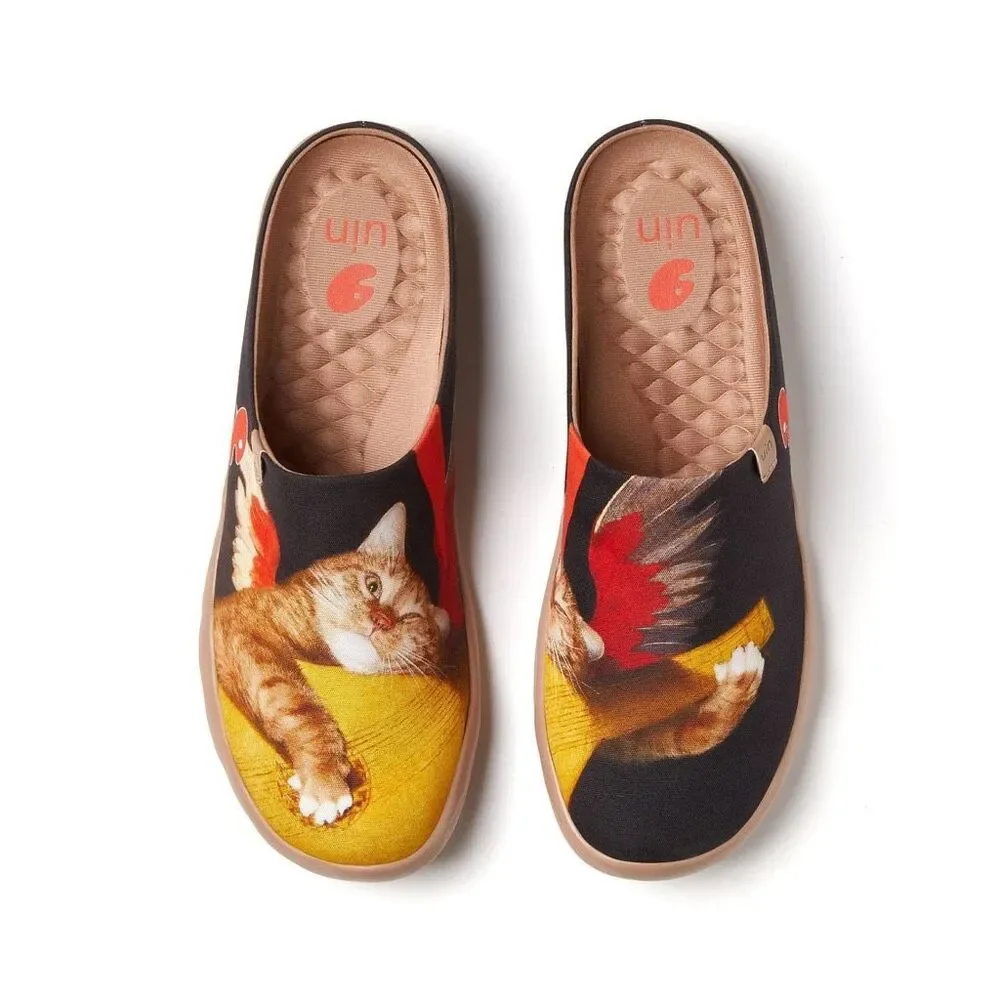 UIN Men's Mules Comfort Shoes Casual  slippers (Music Angel and the Cat 1)